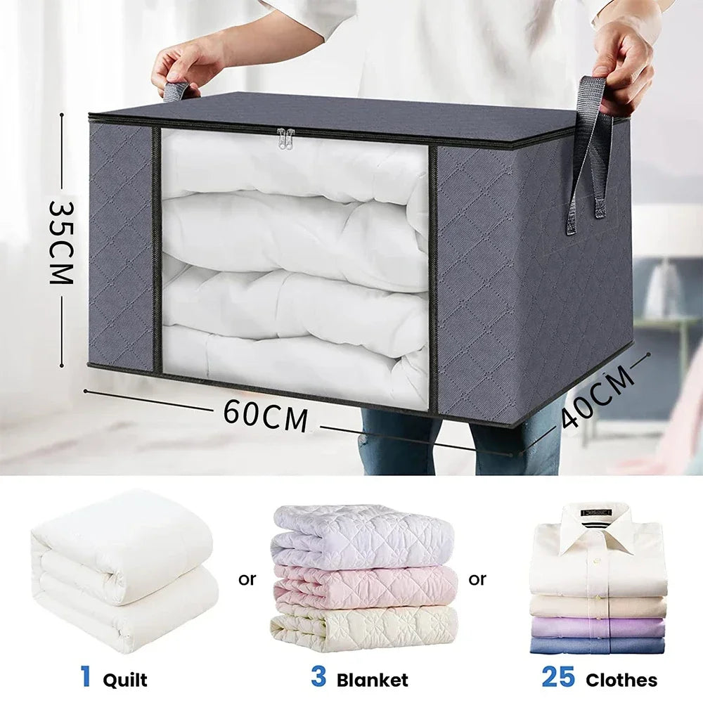 Large Storage Bag – Foldable Organizer for Clothes, Blankets & Bedding