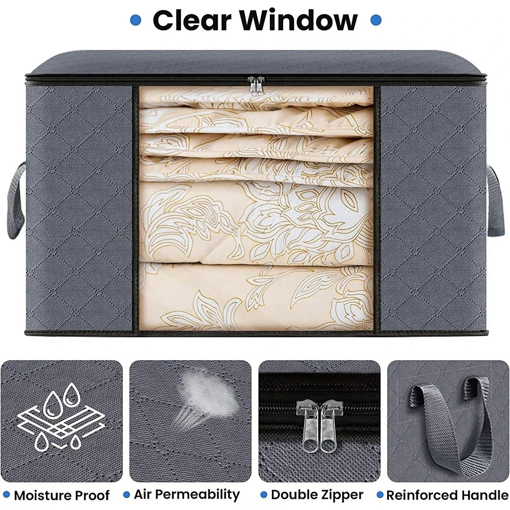 Large Storage Bag – Foldable Organizer for Clothes, Blankets & Bedding