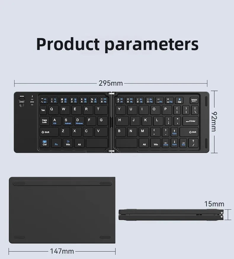Foldable Bluetooth Keyboard – Portable Wireless Keyboard for Tablets, Phones & Laptops