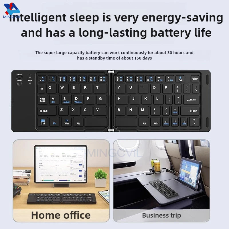 Foldable Bluetooth Keyboard – Portable Wireless Keyboard for Tablets, Phones & Laptops