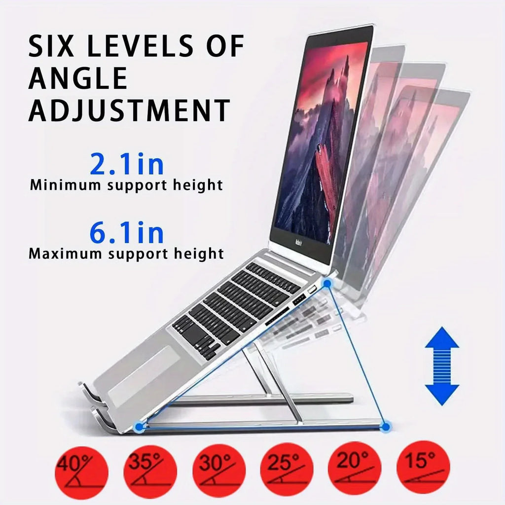 Adjustable Aluminum Laptop Stand – Foldable Ergonomic Stand for 8–16" Laptops