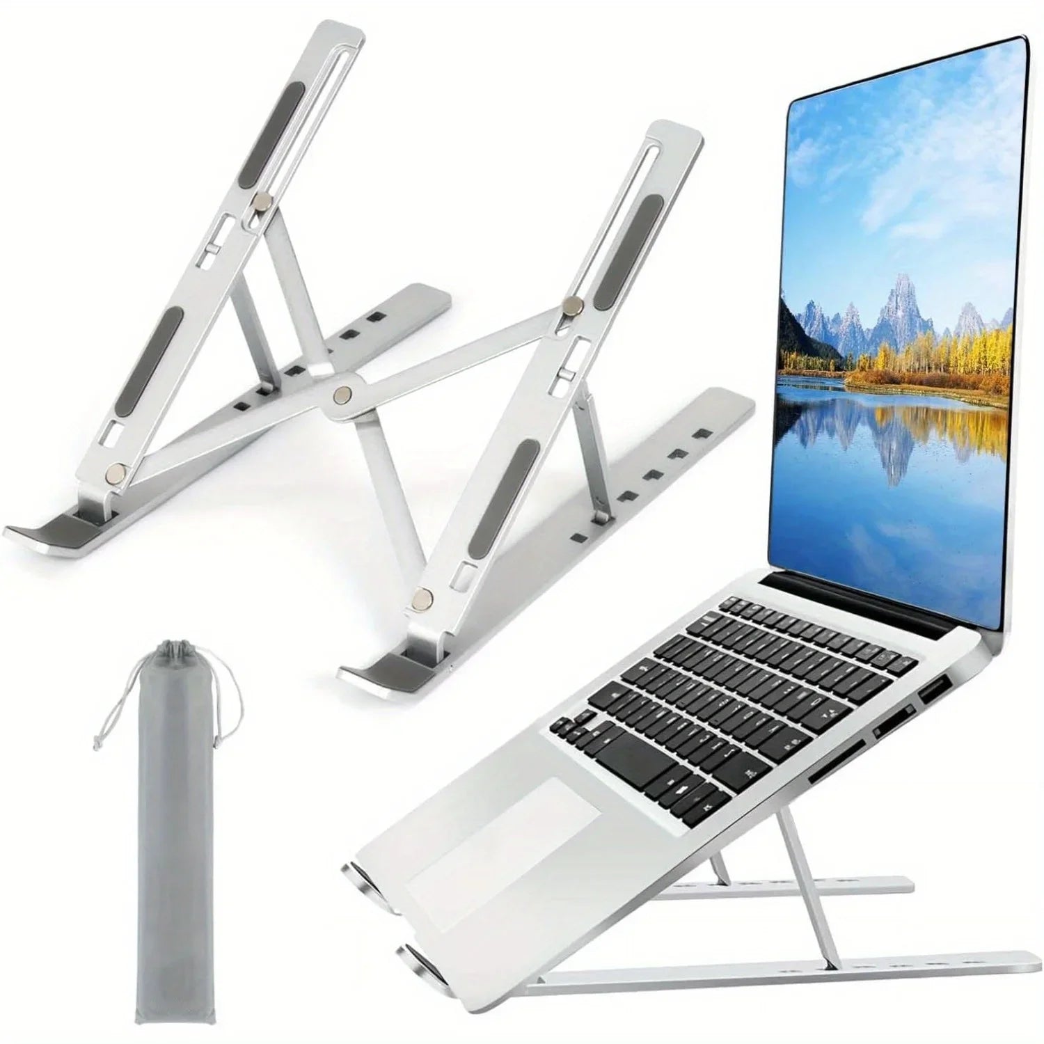 Adjustable Aluminum Laptop Stand – Foldable Ergonomic Stand for 8–16" Laptops
