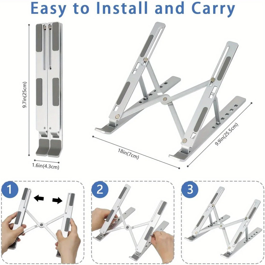 Adjustable Aluminum Laptop Stand – Foldable Ergonomic Stand for 8–16" Laptops