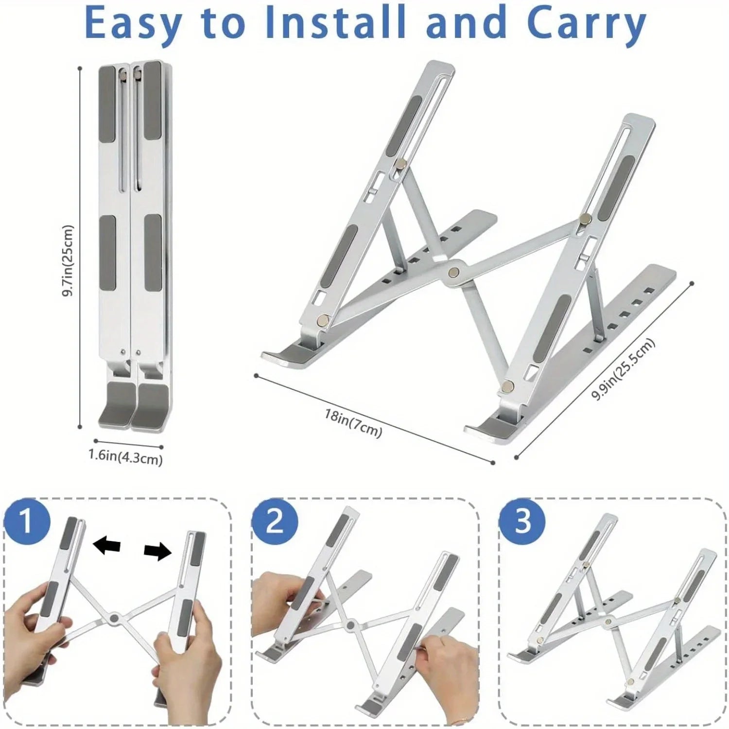 Adjustable Aluminum Laptop Stand – Foldable Ergonomic Stand for 8–16" Laptops