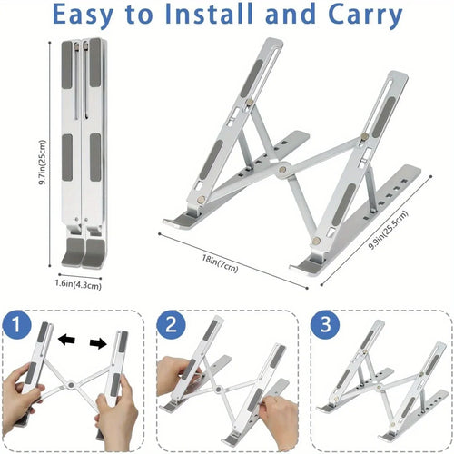 Adjustable Aluminum Laptop Stand – Foldable Ergonomic Stand for 8–16" Laptops